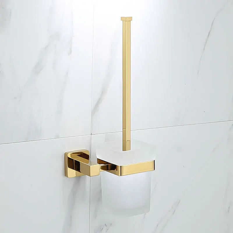 Luxury Golden Bathroom Brass Hardware Towel Rack Paper holder Toilet Brush Holder Towel Holder hook Row hook Activity bar