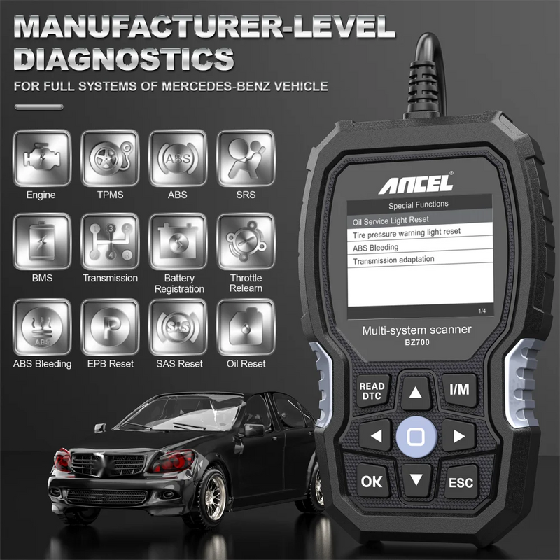 ANCEL BZ700 OBD2 Scanner for Mercedes for Benz Sprinter Smart All System Scan Tool ABS SRS SAS Oil Reset Car Diagnostic Tool