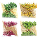 100Pcs 12Cm Disposable Party Tableware Fruit Dessert Sticks Bamboo Skewers Buffet Cupcake Decoration Wedding Supplies