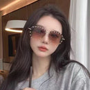 2022 Diamond Rhinestone  Sunglasses Ladies Fashion Gradient Metal Polygon Rimless Eyeware Outdoor Sunscreen Sun Glasses Shades
