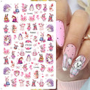 3D Bunny Nail Art Sticker Decals Decorations Easter Egg Design Cute Cartoon Rabbit Flower Nail Stickers Sliders for Manicure