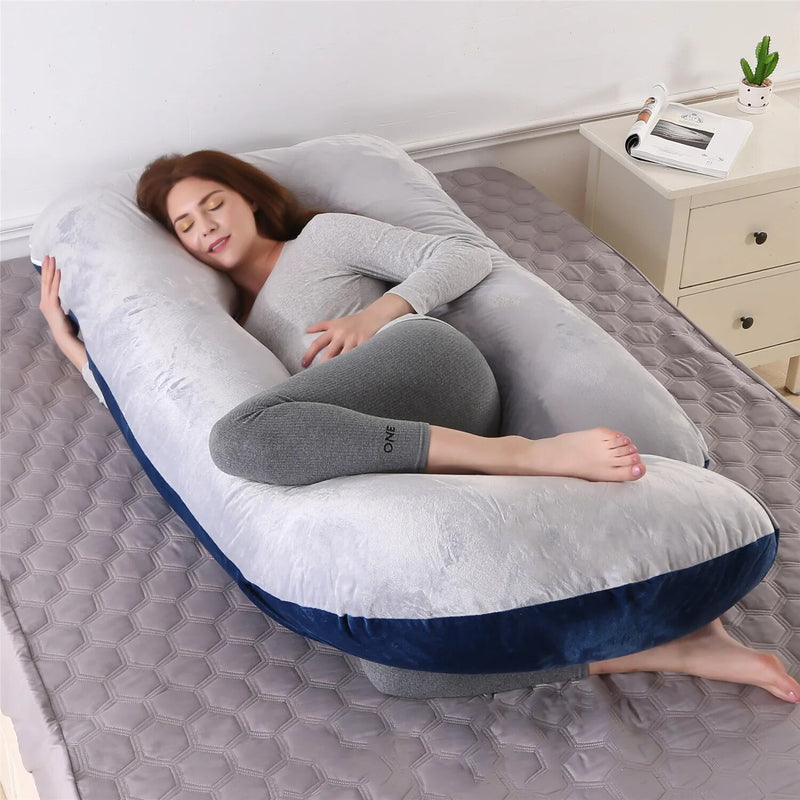 Pregnancy Pillow Maternity Sleeping Support Pillows J Shaped Pregnant Cushion 100% Cotton Women Breastfeeding Side Sleep Nursing