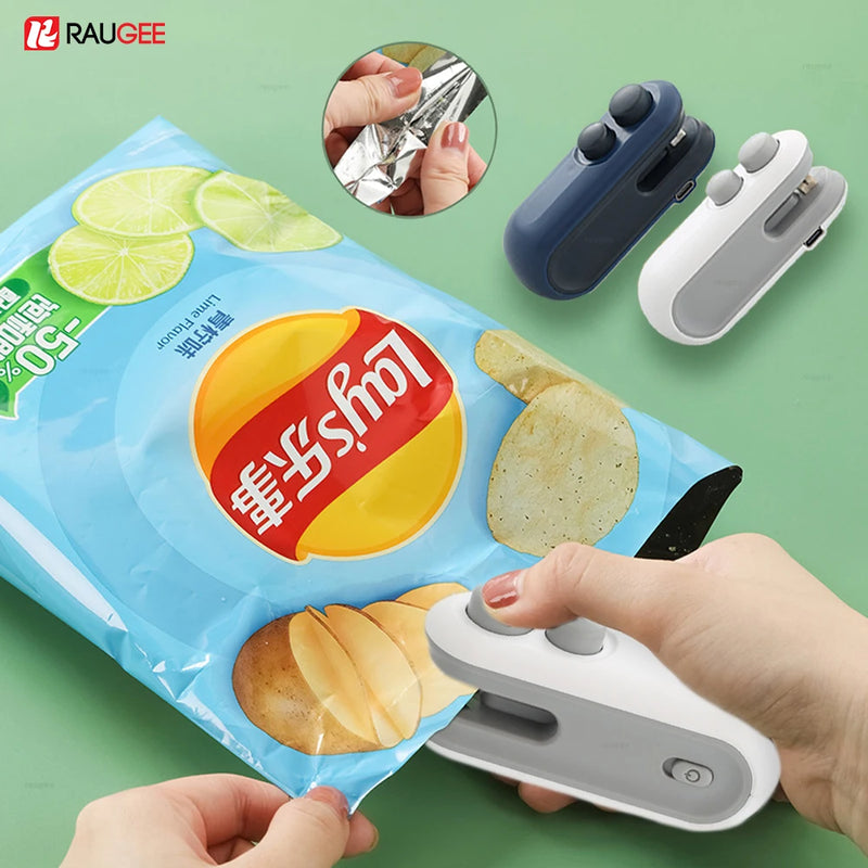 Mini Plastic Bag Sealer Rechargeable 2 in 1 Bag Heat Sealer With Cutter Portable Thermal Sealer Plastic Bags Sealant Machine