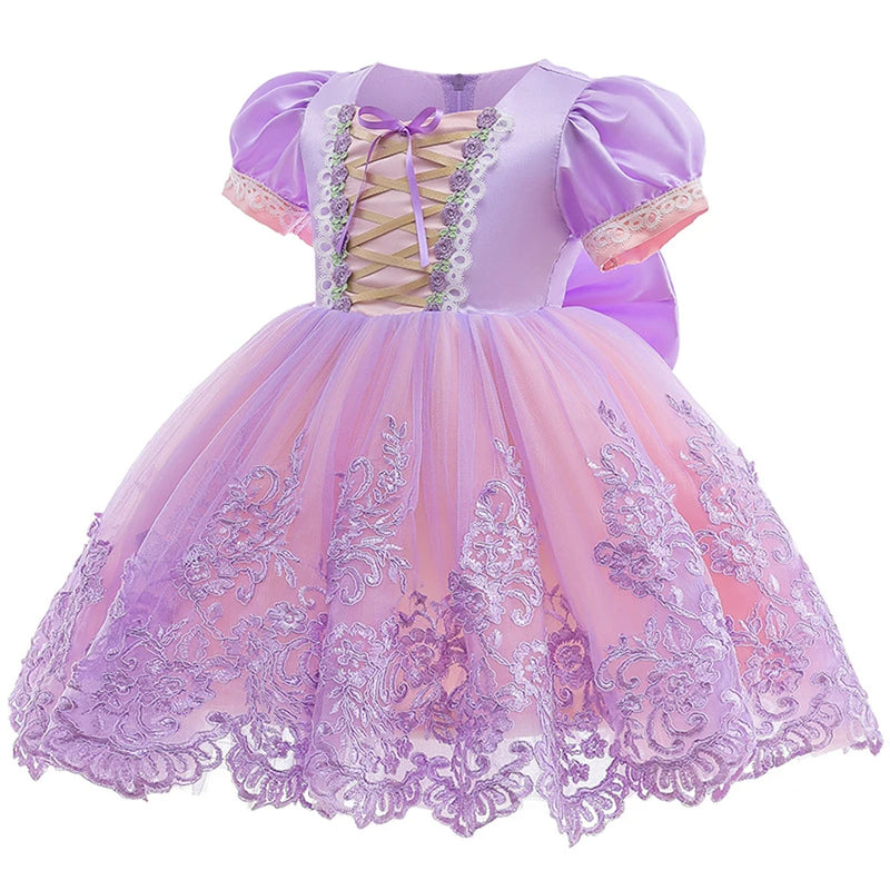 Baby Rapunzel Dress Mesh Princess Girls Sequin Tangled Cosplay Costume Halloween Kids Birthday Party Xmas Ball Gown 1-6T