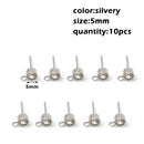 Stainless Steel Round Ball Post Earrings Stud Loops Earring Hooks Earplug  Fit Women DIY Earring Jewelry Making Christmas Craft