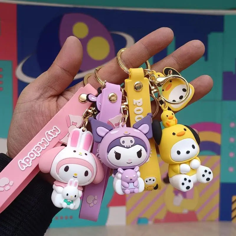 Sanrio Keychain Kawaii Kuromi Cinnamoroll Little Twin Stars New Fashion Girl Bag Pendant Backpack Keyring Toys Kid Birthday Gift