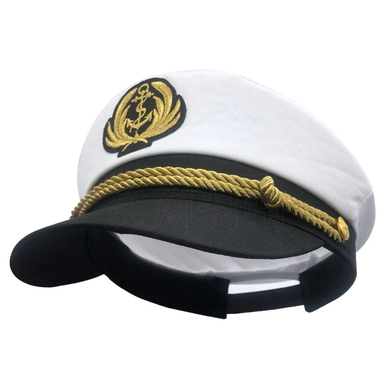 Yacht Captain Hat Navy Marine Hat Adjustable Sailor Captain Costume Men Boat Navy Hat for Adult Kid Men Women