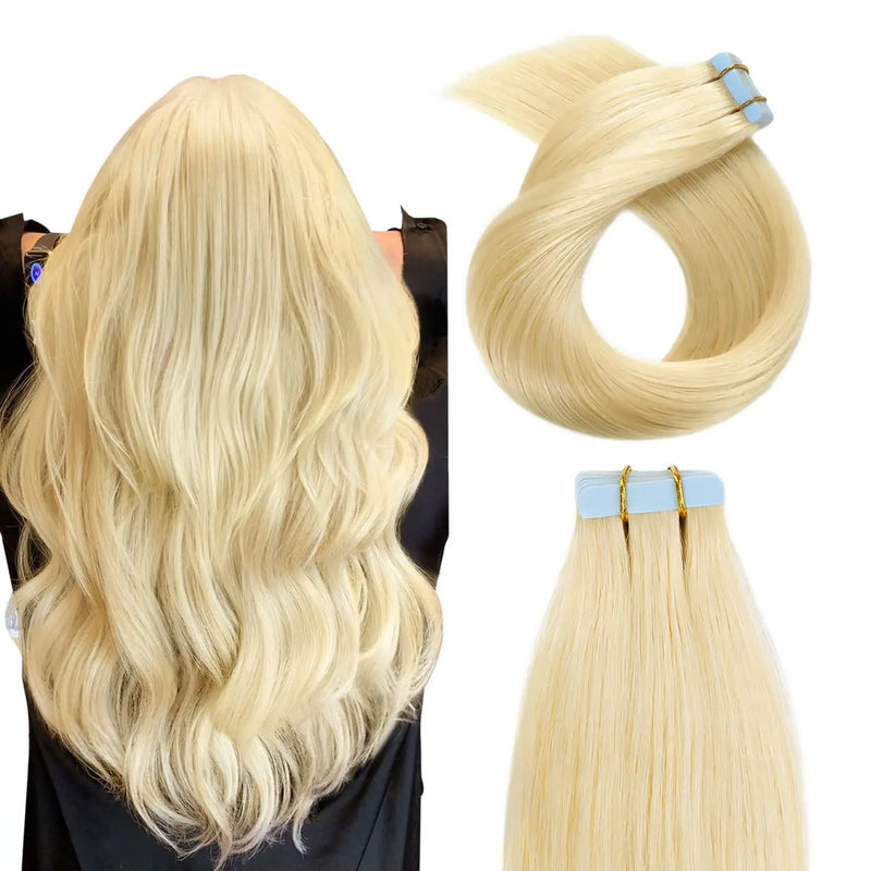 Tape in Hair Extensions Human Hair Bleach Blonde 18Inch Human Hair Extensions Tape in Blonde Tape in Hair Extensions Human Hair