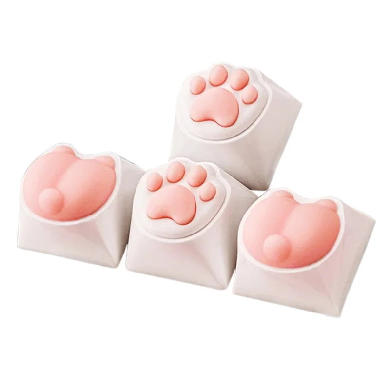 Cute Cat Paw Keycaps For Mechanical Keyboard For Cherry MX Switch DIY Custom Key Cap Soft Silicone Keycup Artisan Pink Color