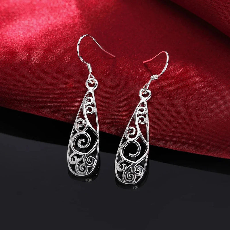 Retro Women 925 Sterling Silver Earrings Girl Wedding Party Gifts High Quality Fashion Classic Jewelry Nice