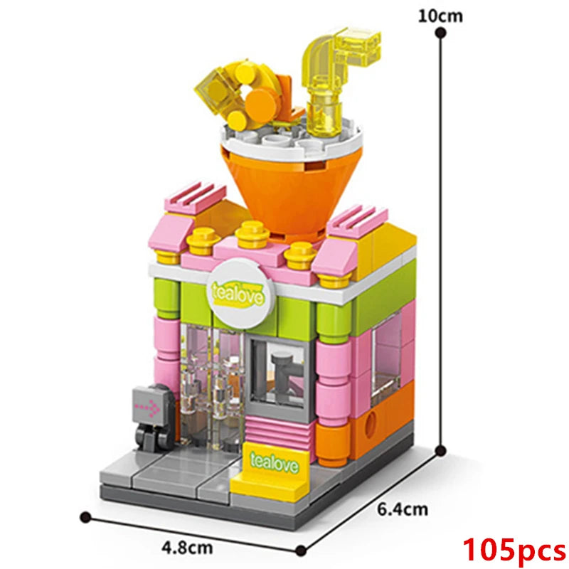 DIY Architecture Store Street View Food House Building Blocks Kit Girls Bricks Classic Movie Model Kids Toys For Children