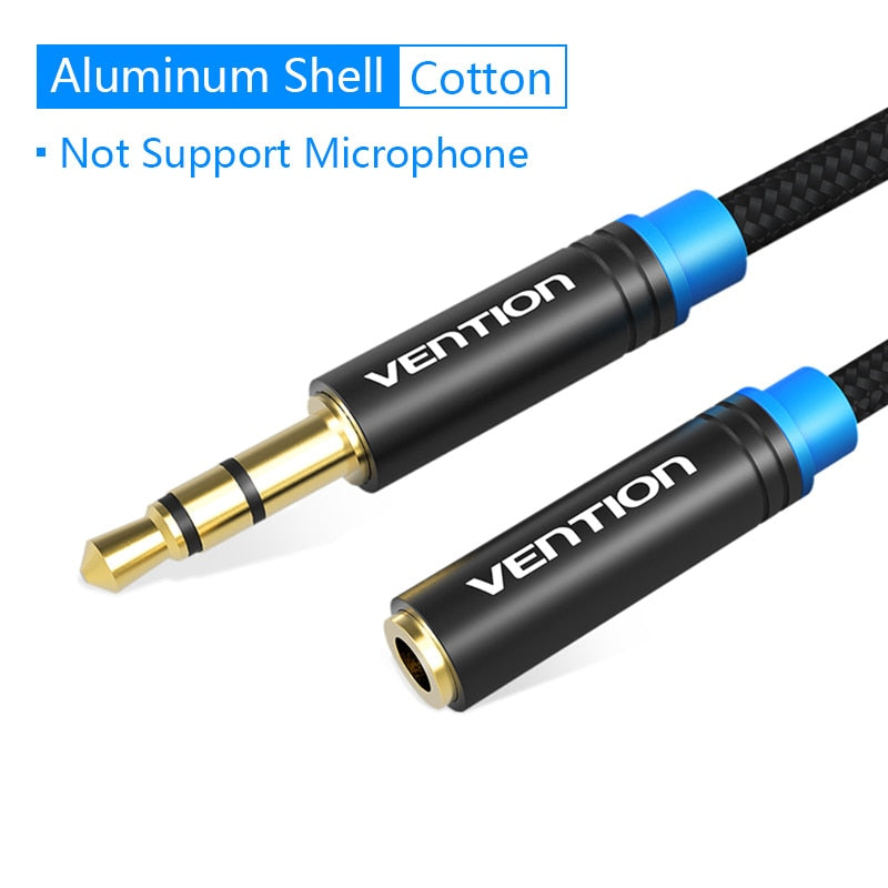 Vention Jack 3.5 Aux Extension Cable for Car Laptop Mini PC TV Xiaomi Huawei Stereo 3.5 mm Jack Headphone Speaker Cable Auxiliar