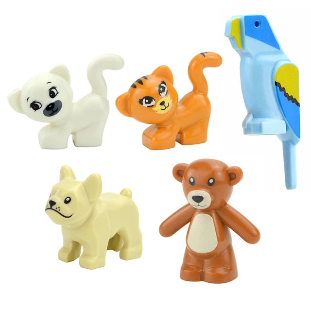 MOC City Animal Zoo Fram Accessories Building Block Figures Goat Sheep Eagle Owl Panda Parrot Seagull Penguin Bricks Toy Gift