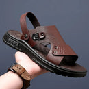 Leather Sandals Men's Cowhide Breathable Summer Casual Shoes Platform Sandals Dual-purpose Sandals Slipper Beach Shoes