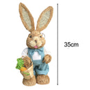 Cute Straw Rabbits Bunny Standing Decorations w/Carrots for Easter Party Home Garden Wedding Ornament Photo Props Crafts