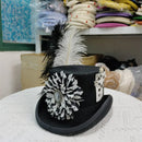 New Men Hat 100% Wool Fedora Hat Unisex Top Show Gentleman Bowler Hat Black Red Magic Hat Presidential Hat Feather Accessories