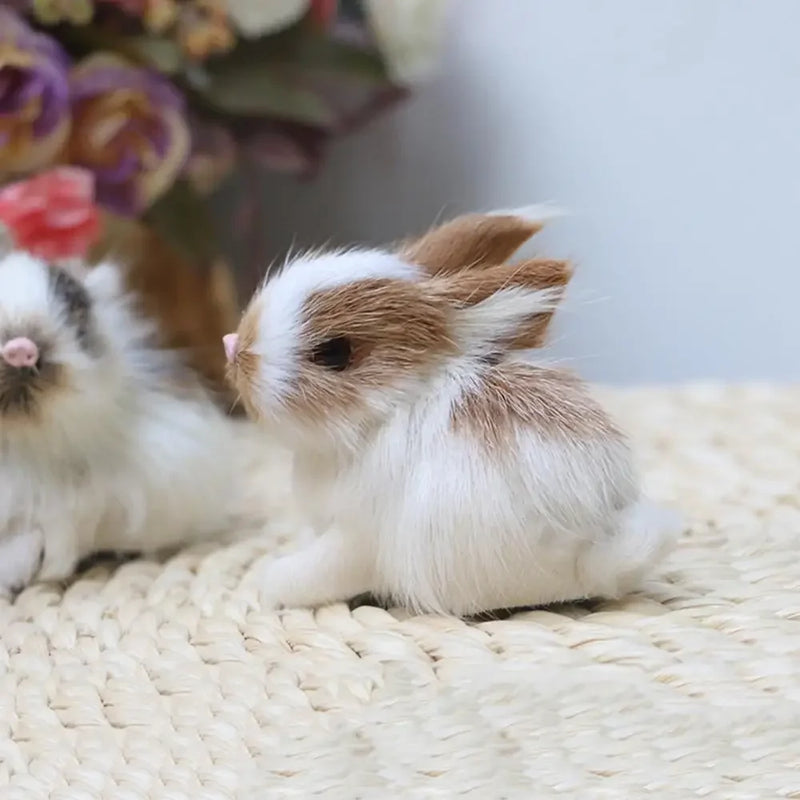 5CM Mini Realistic Cute White Plush Rabbits Fur Lifelike Animal Easter Bunny Simulation Model Birthday Gift Rabbit Toy