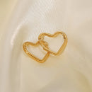 Fashion Minimalist Gold Color Stainless Steel Heart Earrings For Women Girl Simple Punk Hoop Earrings Piercing Korean Jewelry