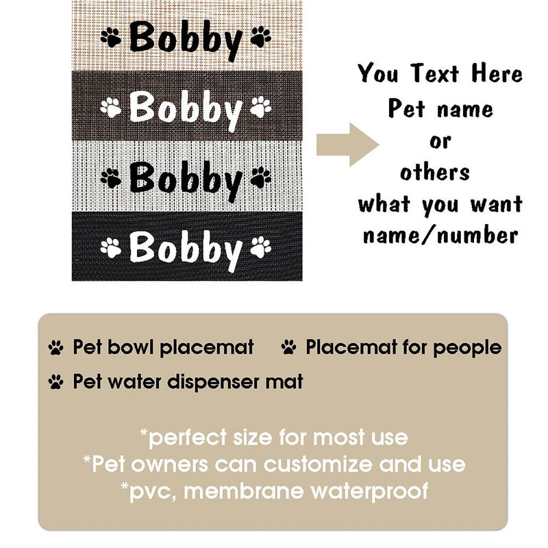 Personalized Pet Food Bowl Mat Waterproof Non-slip Custom Name ID Feeding Placemat Washable Easy Clean Dog Cat Supplies