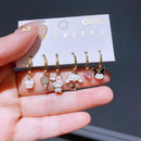 New Design 6pcs/Set Cartoon Animal Huggie Hoop Earrings for Women Girls Fashion Party Gift Jewelry