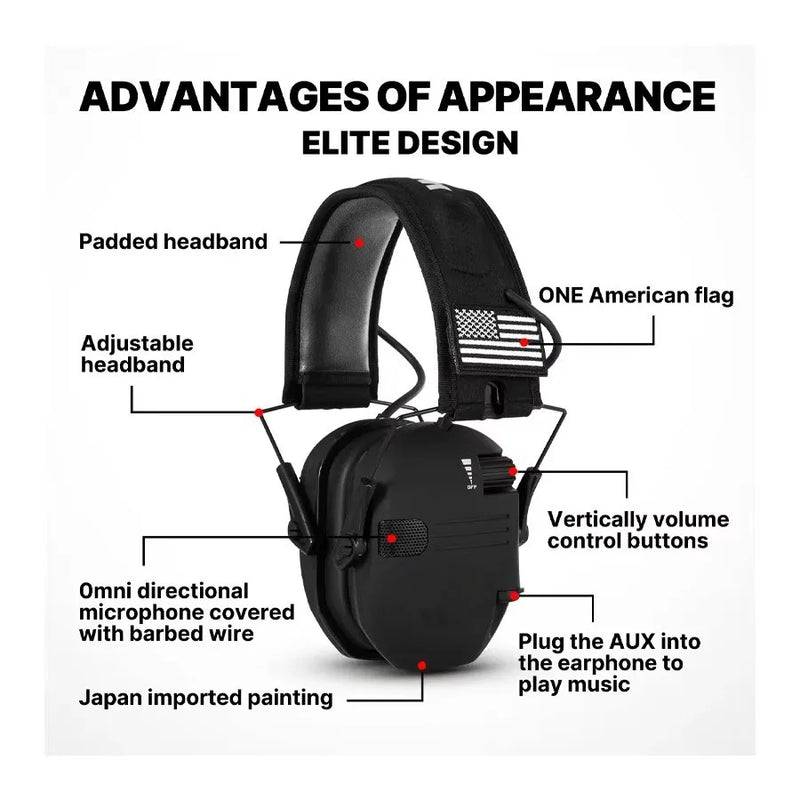 Original Military Tactical Electronic Shooting Earmuffs Outdoor Hunting Sound Pickup Noise Reduction Protection Hearing Headset