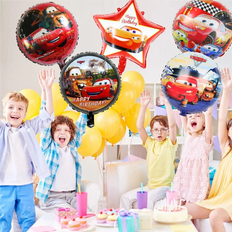 Disney Lightning McQueen Foil Balloons Set,Cars Birthday Decorations, Baby Shower, Race Car, Party Supplies, Gifts, 18Inch, 6Pcs