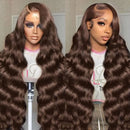 Chocolate Brown Body Wave Lace Front Human Hair Wigs 200 Density Brazilian 13x4 13x6 HD Lace Frontal Wigs Preplucked For Women