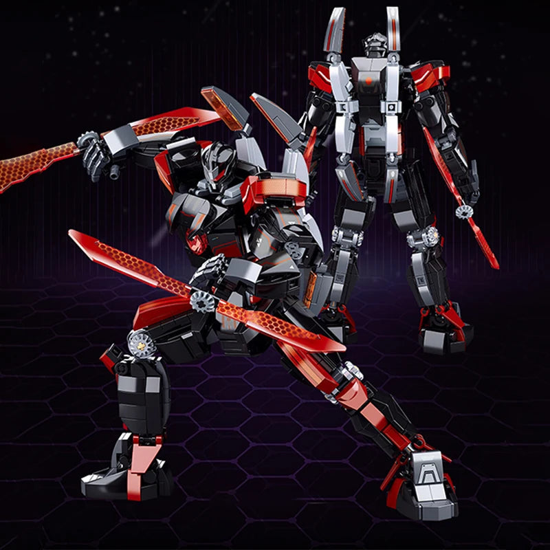 585pcs Black Red Mecha Assembly Building Block Model Robot Children's Educational Toys For Christmas Gifts 25.6cm