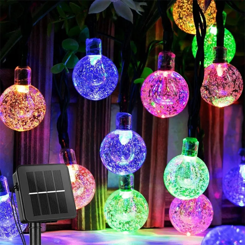 Solar Crystal Globe String Lights Outdoor Waterproof Fairy Light Christmas Halloween Party Decor Lights for Garden Patio Balcony