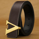 2024 New Temperament Business Men's Belt Letter Metal Button Head Versatile Decorative Jeans Dress Business Men's Belt
