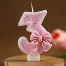 2th Birthday Candles Number 2 Candles with Pink Glitter Bow Happy Birthday Cake Topper Decoration for Party Celebrations
