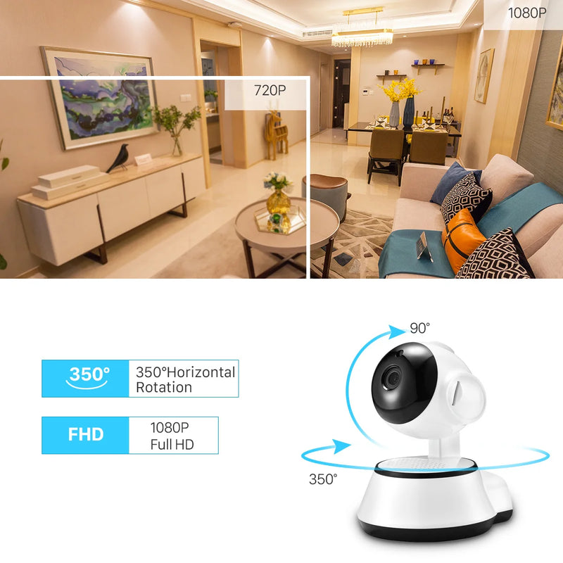 Mini IP CCTV Camera HD Auto Tracking Night Vision Infrared Baby Monitor Smart Home Surveillance CCTV Camera with WiFi V380 Pro