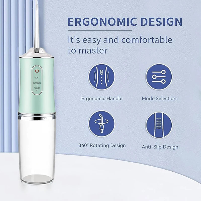 Electric Portable Dental Water Flosser Oral Irrigator USB Rechargeable Water Floss Jet Tooth Pick 4 Tips Mouth Washing Machine