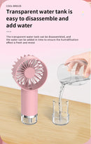 Handheld Spray Fan，Mini Air Conditioner USB Rechargeable Portable Humidifier Mist Cooler Cooling Spray Humidifier Fan for Office