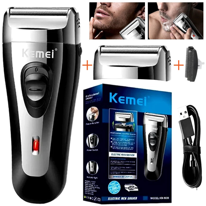 Kemei Electric Shaver Rechargeable Razor for Men Original Beard Trimmer Hair Clipper Dry Or Wet Shaving USB Shaving Machine