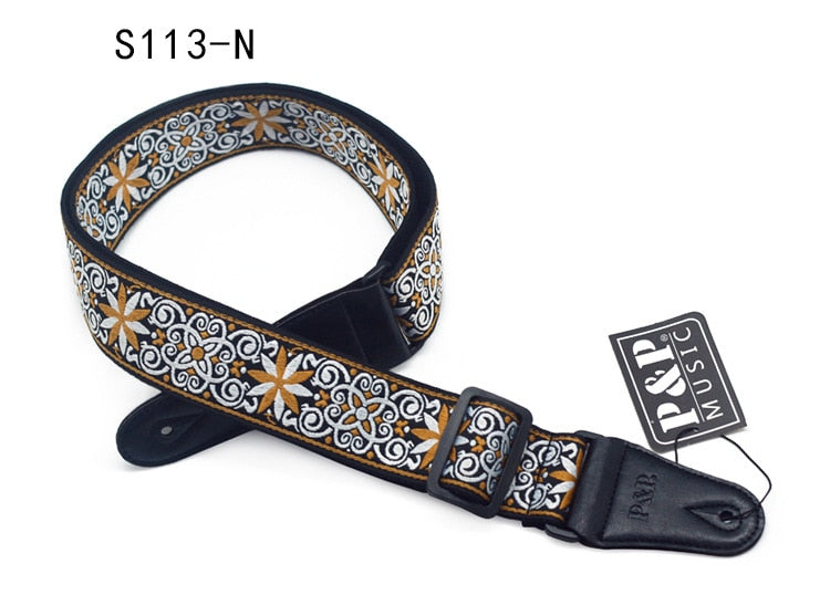 Embroidered Guitar Strap National Style Shoulder Strap Ribbon Musical Instrument Strap Guitar Strap Instrument Guitar Part