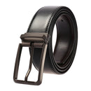 VATLTY New Men's Belt Hard Metal Buckle Trouser Belt Natural Cowhide Casual Leather Belt 130cm Silver Buckle Brown Girdles Male