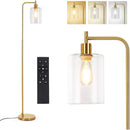 Floor Lamp Living Room, Modern Industrial Floor Lamp Bedroom Dimmable With Clear Glass Shade 800LM Remote Control & Foot Control