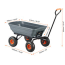 SucceBuy Dump Cart Poly Garden Dump Cart Easy to Assemble Steel Frame Dump Wagon with 2-in-1 Convertible Handle Safe Transport