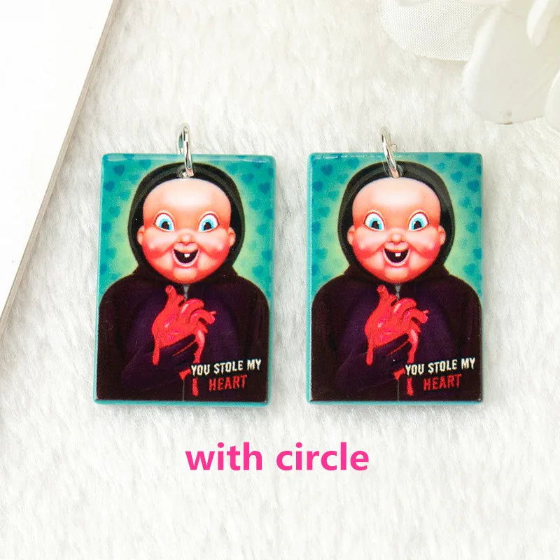 10Pcs Halloween Charms Two Side Print Acrylic Creative Pendant For Necklace  Keychain Diy Making