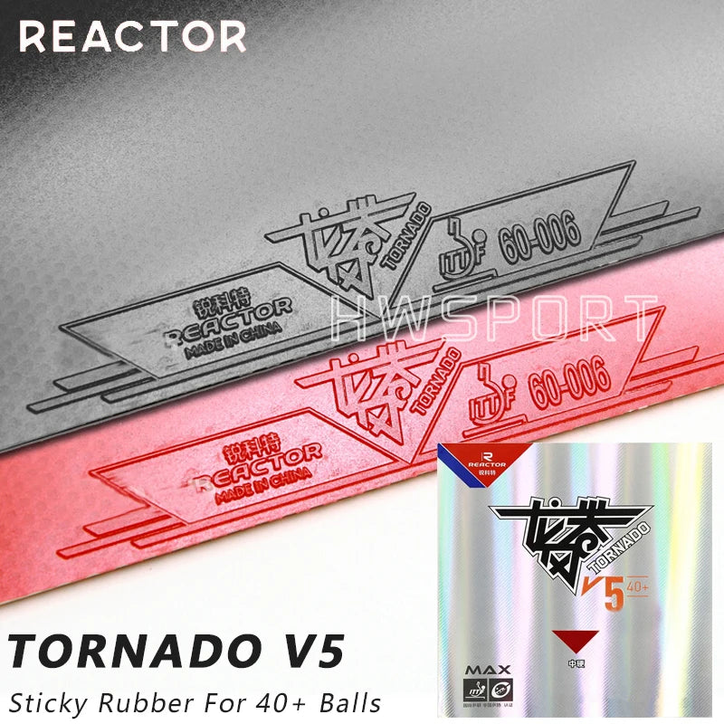 REACTOR Tornada V5 Table Tennis Rubber Sticky Loop Attack Ping Pong Rubber Medium Hard with Max Internal Energy Sponge