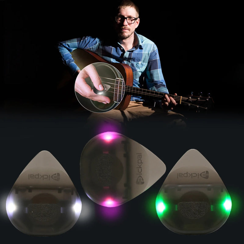 Glowing Guitar Pick Portable Touch Luminous Ukulele Pick with LED Light Stringed Musical Instrument Plectrum Guitar Accessories