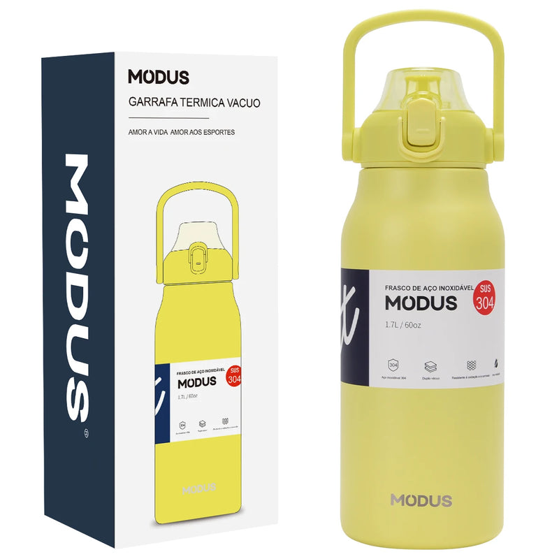 MODUS Garrafa Térmica de Viagem Vacuum Inox com Palha Copo Térmica Fria e Quente Vácuo