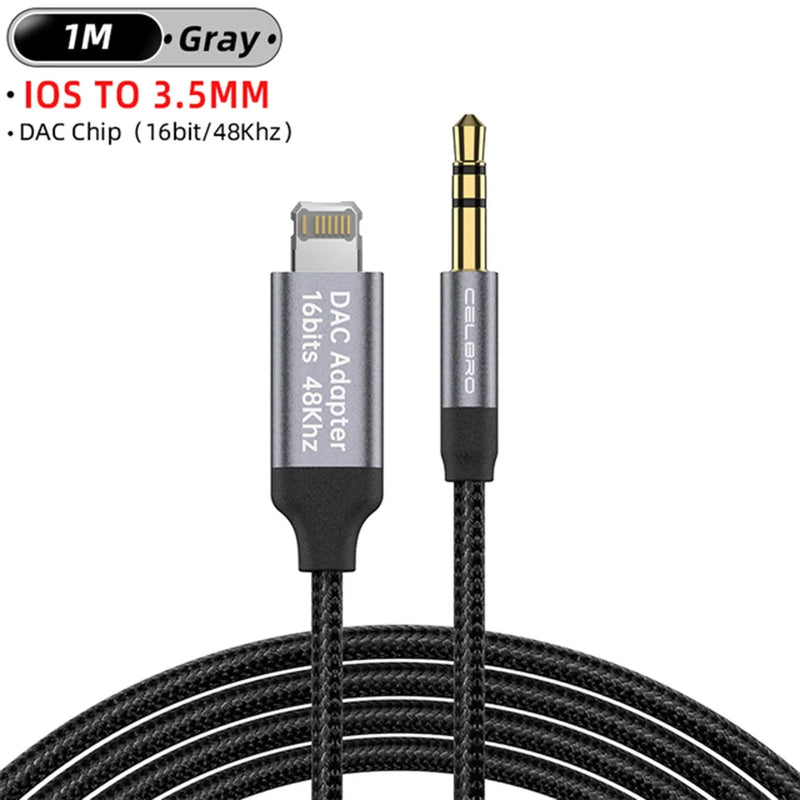 For Iphone 14 Plus 13 Pro 8 Pin To 3.5mm Jack Male Aux Cable For Apple 12 Mini 11pro Max Xr Car Converter Earphone Audio Adapter