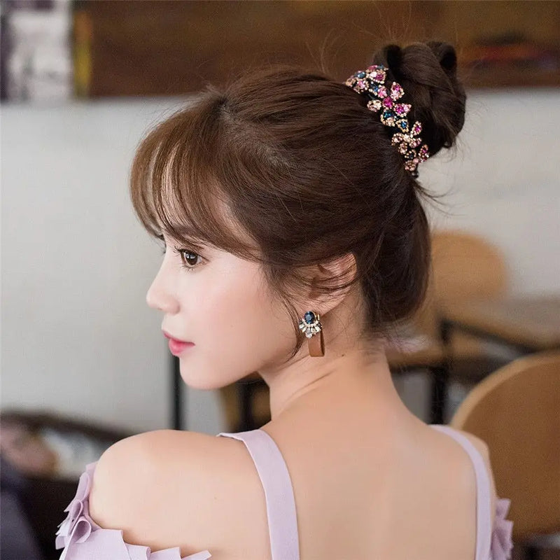 Fashion Hair Bun Maker Holder Hairpin Rhinestone Deft Hair Claw Clamps Hairband Strong Bun Must-have Tool Hair Accessories