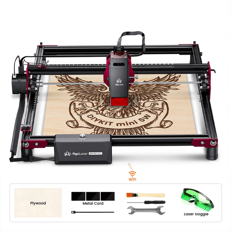 AlgoLaser Desktop Laser Engraver Y-axis Rotary Roller Engraving Cutting Cutter Machine Wood Metal Acrylic Woodworking 390x410mm