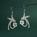 Skyrim Hummingbird Flower Pendant Drop Earring Stainless Steel Gold Color Women's Earrings Animal Jewelry Christmas Gift New In