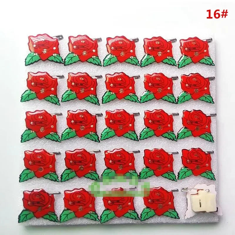 25pcs Party Love LED Flashing Brooch Pin Cartoon Light up Glow Badge Gift Cosplay Navidad Wedding Festival Halloween Christmas