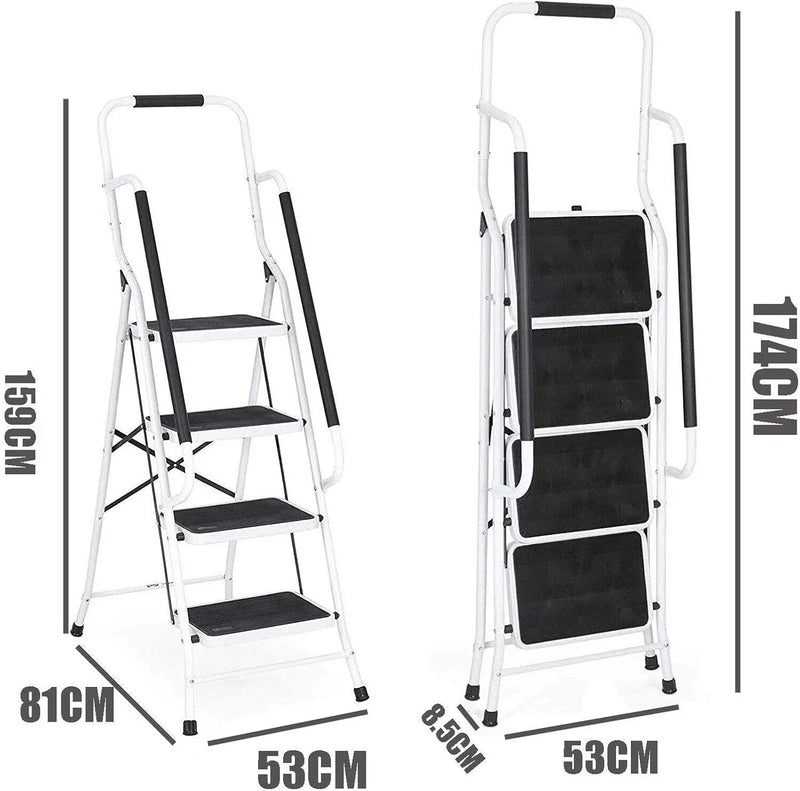 DayPlus Safety Folding Step Stool 2-4 Step Ladder Portable Foldable Stepladder Anti Slip Feet  for Indoor Outdoor Home Office