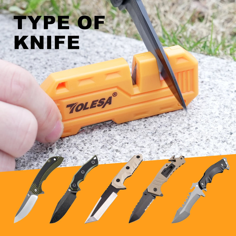 TOLESA Mini Multipurpose Whetstone Knife Pocket Portable Knife Sharpener with Diamond Sharpening Rod 2 in 1 Multi Outdoor Tools